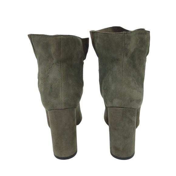 Botkier Rylie Green Suede Ankle Boots Leather Booties Block Heels Size 7 Boho - Picture 4 of 12